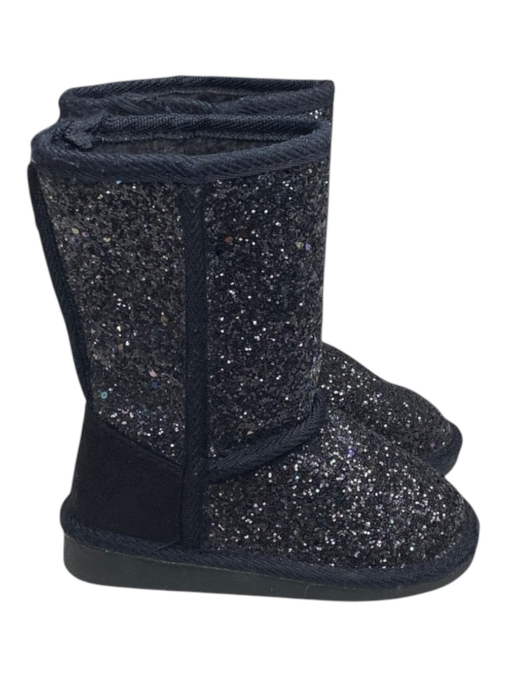 new Fab Kids ❁ JustFab FabKids Glitter Fuzzy Ugg Boot Boots ❁ Black ❁ 7 Toddler - Picture 3 of 16